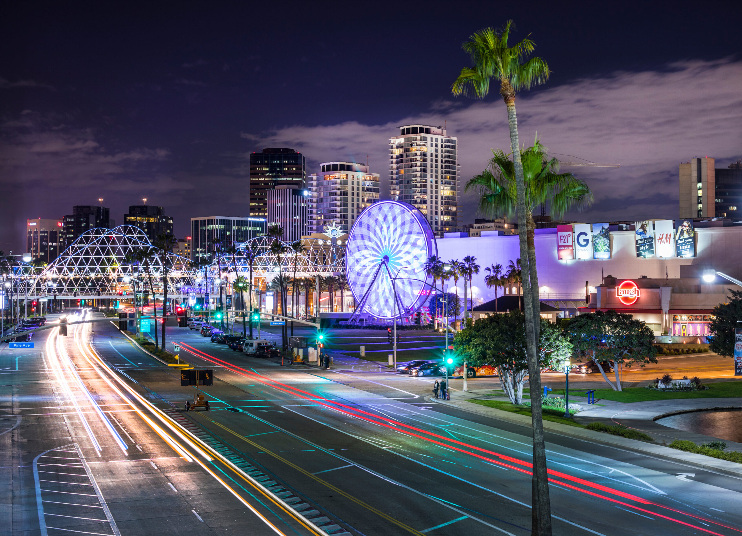 The Long Beach, California, Pike at night.